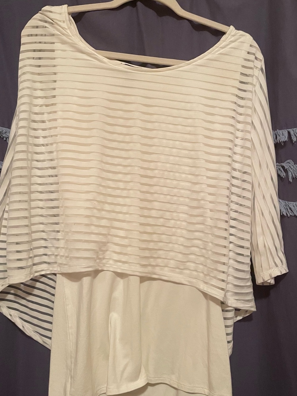 White House Black Market Ivory Pleated Layered Blouse